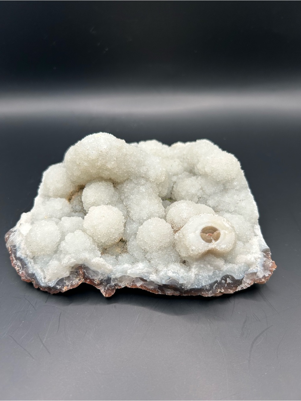 White Botryoidal Quartz Cluster Specimen on matrix base - crystals